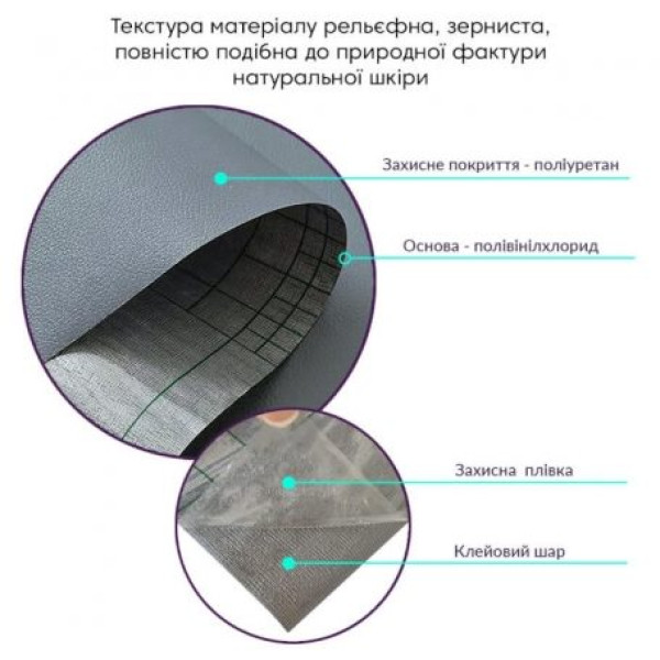 Самоклеющая Экокожа в рулоне 1.38 х 1 метр Серая B-02 (Рулон 15 метров)