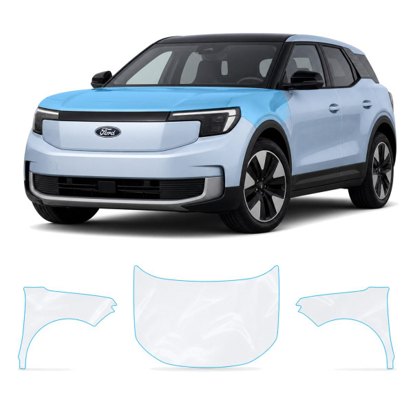 Антигравийная защитная бронепленка по лекалам для Ford Explorer (EV, Европа) I 2024- капот и передние крылья