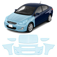 Антигравійна захисна бронеплівка за лекалами для Hyundai Accent RB 2011-2017 - передня частина авто (капот бампер крила))