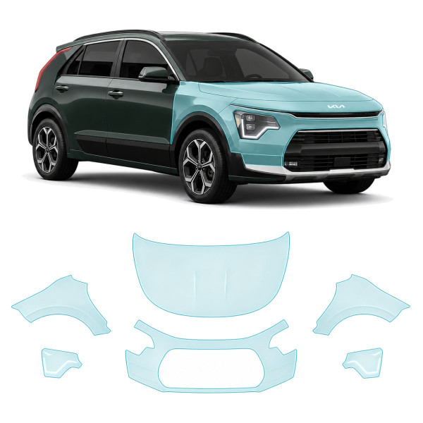 Антигравійна захисна бронеплівка за лекалами для Kia Niro SG2 2022- передня частина авто (капот бампер крила))