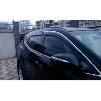 Дефлекторы окон ветровики для Hyundai Santa Fe 2012-2018 LWB С Хром молдингом