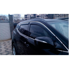 Дефлекторы окон ветровики для Hyundai Santa Fe 2012-2018 LWB С Хром молдингом