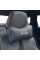 Подушка на підголівник з логотипом Jeep Екошкіра 3D Кольоровий лого Чорні-Синій кант 1 шт