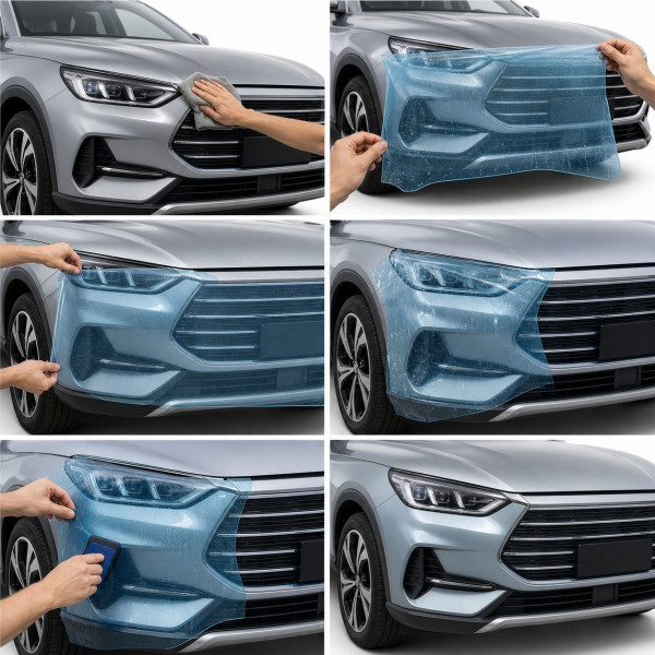 Антигравийная защитная бронепленка по лекалам для BYD Song Plus I 2020-2022 - зоны дверей и стойки окон