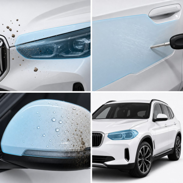 Антигравийная защитная бронепленка по лекалам для BMW iX1 U11 2022- зоны дверей и стойки окон