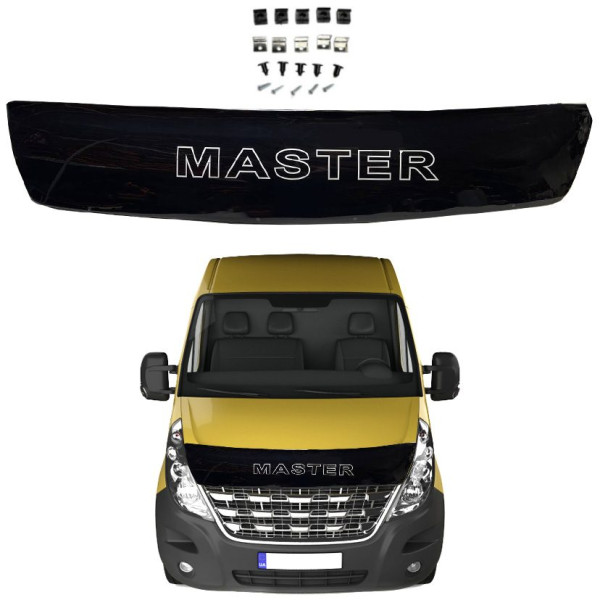Дефлектор капота мухобойка Renault Master III 2010- (Евро Крипление) Voron Glass