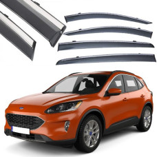 Дефлекторы окон ветровики Benke для Ford Kuga / Escape 2020- Хром Молдинг Нержавейка 3D (BFDRJ2023-W/S)