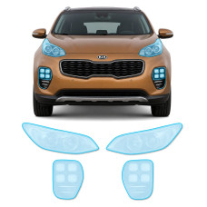 Антигравийная защитная бронепленка по лекалам для Kia Sportage QL 2016-2017 - оптика (фары и ПТФ)