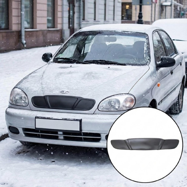 Зимняя накладка на решетку радиатора Daewoo Lanos Пластик Гладкий (AutoElement)