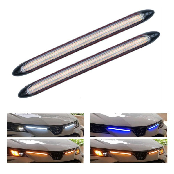 LED Дневные ходовые огни ДХО 12V 23 см Бегущий поворот 2 шт (Белый и Желтый Свет)