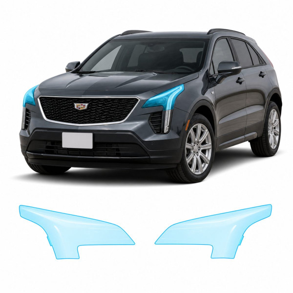 Антигравийная защитная бронепленка по лекалам для Cadillac XT4 I 2019-2023 - оптика (фары и ПТФ)