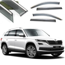 Дефлектори вікон вітровики Benke для Skoda Kodiaq 2016- Хром Молдинг Із Нержавіючої Сталі 3D