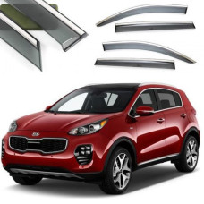 Дефлекторы окон ветровики Benke для Kia Sportage 2016- Хром Молдинг Из Нержавеющей Стали 3D