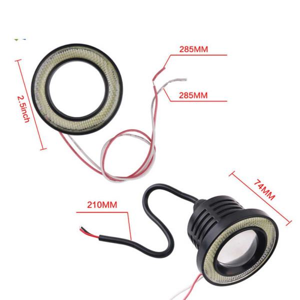 LED Fog Lights Round Lens with DRL D64mm 12V 10W 7000K White and Yellow Light 2 pcs (AG-2511 W+Y)