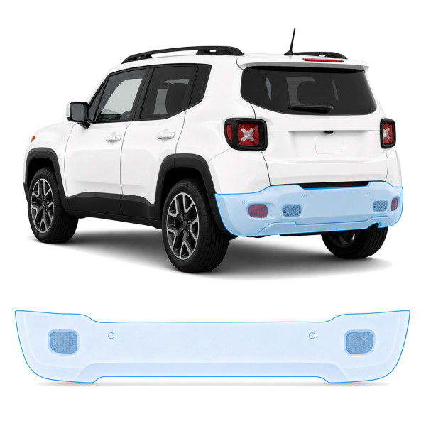 Антигравийная защитная бронепленка по лекалам для Jeep Renegade BU facelift 2019- задний бампер