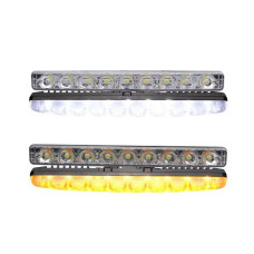 Денні ходові вогні ДХО 254x24x42 мм / 1W*9SMD / Лінза з повортом, що біжить Х-09-2 / корпус метал / Білі 2 шт