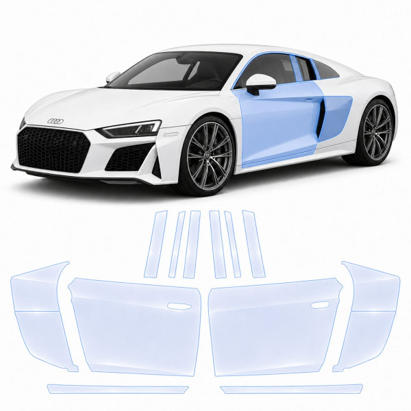 Антигравійна захисна бронеплівка за лекалами для Audi R8 4S 2015-2024 - зони дверей і стійки вікон