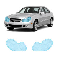 Антигравийная защитная бронепленка по лекалам для Mercedes-Benz E-Class W211 2002-2006 - оптика (фары и ПТФ)
