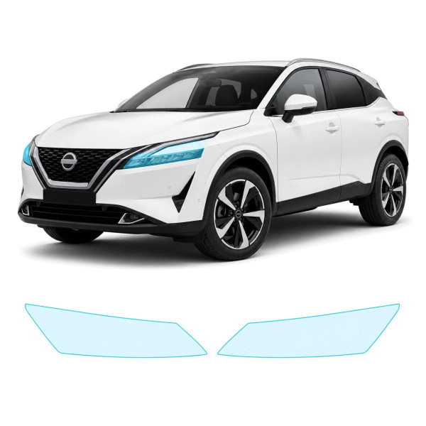 Антигравийная защитная бронепленка по лекалам для Nissan Qashqai J12 2021-2024 - оптика (фары и ПТФ)