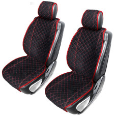 Накидки для сидінь Алькантара Verona Premium L передні Чорні-Червона Нитка 2 шт (Оригінал)