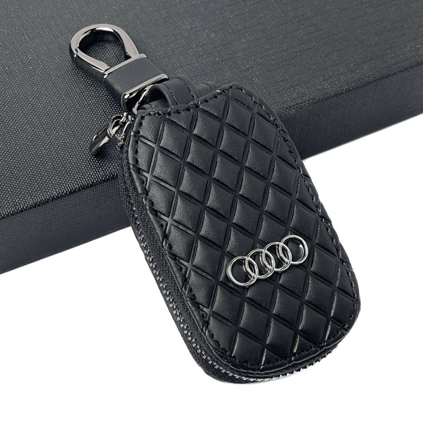 Ключница – чехол автомобильная для ключей с логотипом Audi Ромб Черный