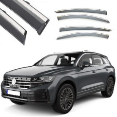 Дефлектори вікон вітровики Benke для Volkswagen Touareg III 2018- Хром Молдинг З Нержавіючої Сталі 3D
