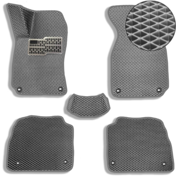 3D EVA Килимки в салон для Skoda SuperB 2001-2008 (Металевий підп'ятник) Сірі 5 шт