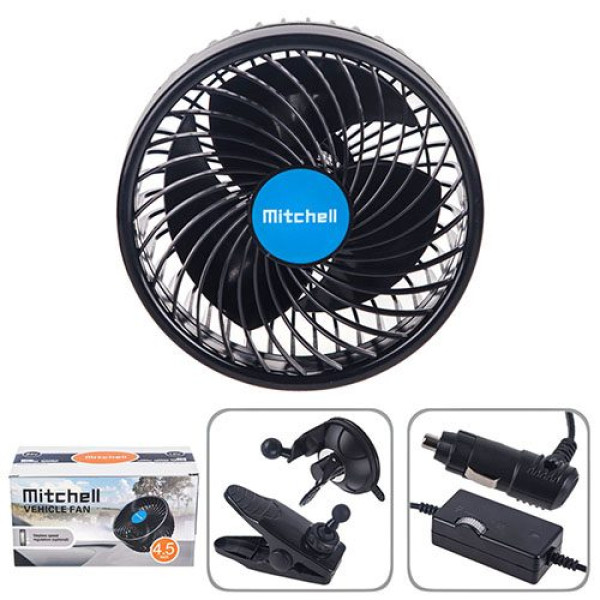 Автомобильный вентилятор Mitchell 6" 12V 12W на зажиме два режима (HX-T701E)
