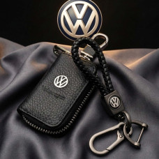 Автонабір №5 для Volkswagen / Брелок з карабіном та чохол для автоключів з логотипом / тиснена шкіра
