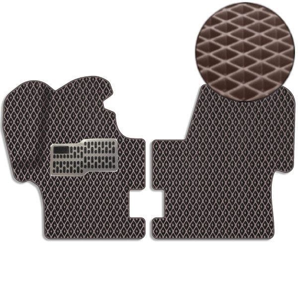 3D Коврики в салон EVA для Volkswagen Transporter T4 1+2 1990-2003 с подпятником Коричневые 2 шт
