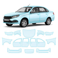 Антигравійна захисна бронеплівка за лекалами для LADA Granta 2190 facelift 2018-2022 - повний кузов