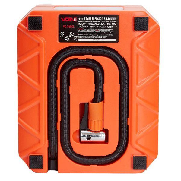 Автомобільний компресор Бустер Повербанк 4в1 14.8V 37.0wh 10000mAh Ліхтар (VC-345CL)