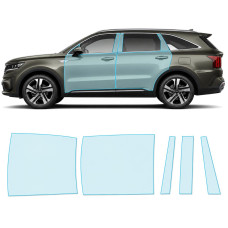 Антигравийная защитная бронепленка по лекалам для Kia Sorento MQ4 2020-2023 - зоны дверей и стойки окон