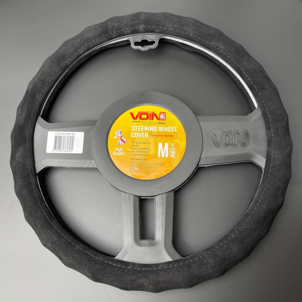 Чехол руля Алькантара М 37-39 см Черный (VLOD-AL2705 BK M)
