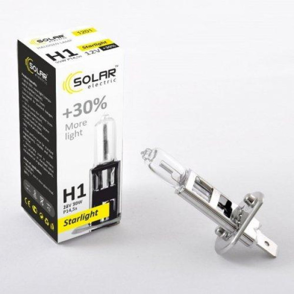 Автолампа галогенна Solar Starlight + 30% / H1 / 55W / 12V / 1 шт (1201)
