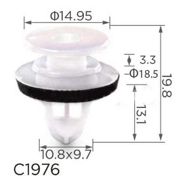 Кліпса кріплення молдингу MAZDA (KD51-51-W24 KD5151W24 15386) C1976