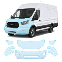 Антигравийная защитная бронепленка по лекалам для Ford Transit VII 2013- передняя часть авто (капот бампер фары крылья)