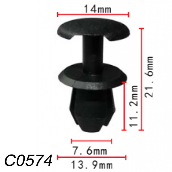 Клипса крипления Нажимная Распорная Volkswagen SEAT (3338676334FB 11698) C0846