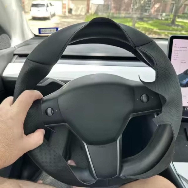 Чехол Оплетка Руля для Tesla Model 3/Y 2015-2021 Кожа обхват 115 мм (Модельная Выкройка)