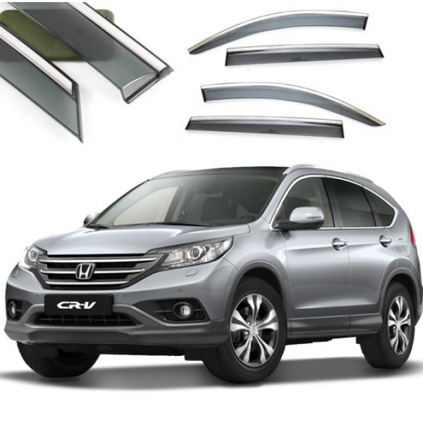 Дефлектори вікон вітровики Benke для Honda CR-V 2007-2012 Хром Молдинг З Нержавіючої Сталі 3D
