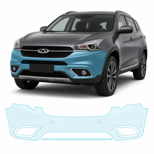 Антигравійна захисна бронеплівка за лекалами для Chery Tiggo 7 I 2016-2020 - передній бампер
