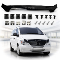 Дефлектор капота мухобійка Mercedes Vito 639 2003-2014 Євро кріплення Voron Glass