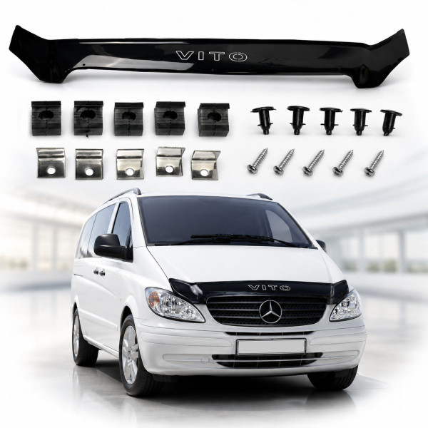 Дефлектор капота мухобійка Mercedes Vito 639 2003-2014 Євро кріплення Voron Glass