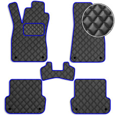 Коврики в салон Экокожа для Audi A4 (В6 / B7) 2001-2008 Черные-Синий 5 шт (Rombus)