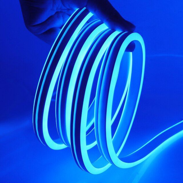 LED Стрічка гнучка силикон 12v 1 м Синій Неон (бічне свічення 12 мм 6 мм)