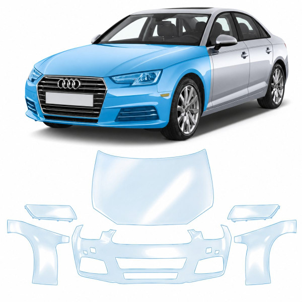 Антигравійна захисна бронеплівка за лекалами для Audi A4 B9 2015-2019 - передня частина авто (капот бампер крила))