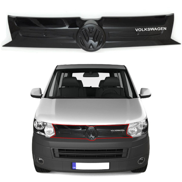 Зимова Накладка на решітку радіатора Volkswagen T5 T6 2010- FLY Глянець Voron Glass