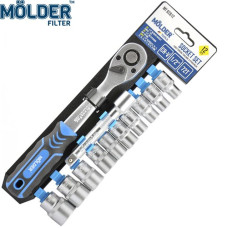 Профессиональный набор торцевых головок с трещоткой и удлинителем Molder 12 предметов Оригинал (MT62812)