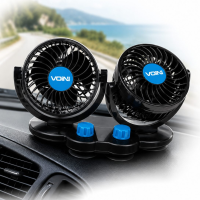 Автомобільний вентилятор VOIN 12V 6.5W на підставці подвійний / дві швидкості / два регулювання (HX-T307)