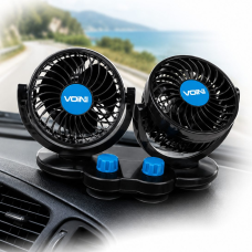 Автомобильный вентилятор VOIN 12V 6.5W на подставке двойной / две скорости / две регулировки (HX-T307)